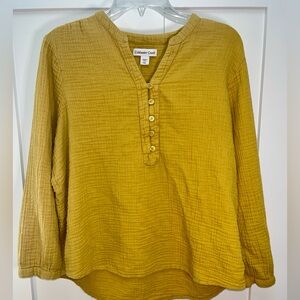 Coldwater Creek Ochre Cotton Gauze Blouse